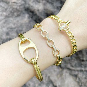 3/$35 💗Set of 3 18K Gold Plated Bracelet Bangle Adjustable Open
